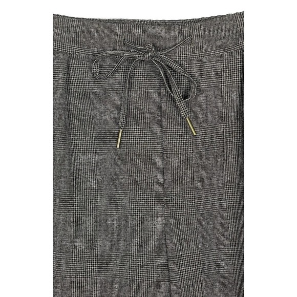 Zara The Easy Plaid Elastic Waist Trouser Pant Size 10 Gray Business Career - Picture 5 of 10